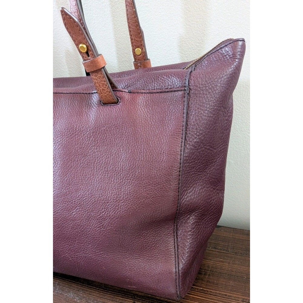 Fossil Rachael Leather Tote Fig Colored Shoulder Tote Bag - Picture 3 of 13